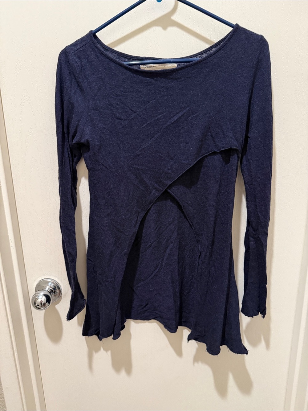 Navy Long-Sleeve Layered Nursing Top